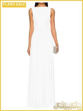 Sleeveless Maxi Dress Crew Neck High Waisted Cocktail Party Tank Dress